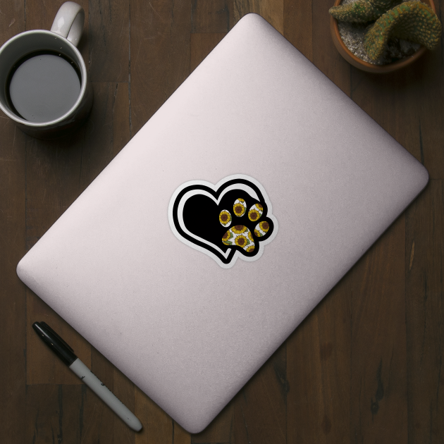 Pawz Sunflower Shirt Heart Sunflower Dog Paw Gift Sunflower Sticker TeePublic